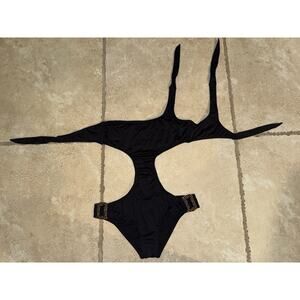 OndadeMar Black Cut-Out One-Piece Swimsuit Women’s Size Small Gold Buckle